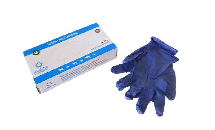 精液采集手套， 蓝色， 丁腈橡胶