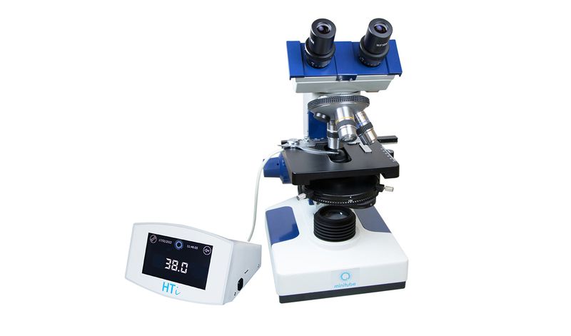 Phase contrast microscope MBL 2000, binocular, heated stage, HTi 50, 10x,40x,100x