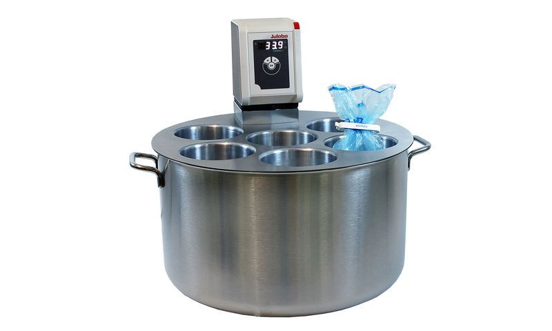 Water bath, with cover, 6 cylindrical inserts, 230 V