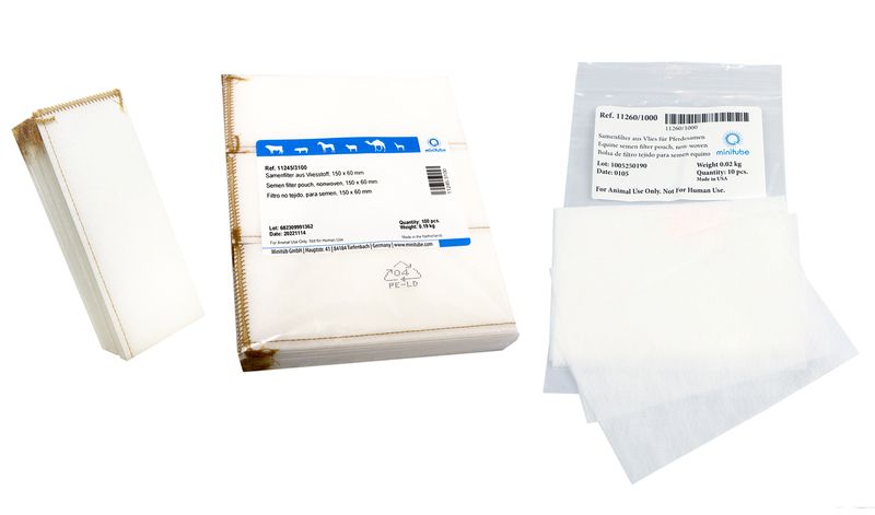 Equine semen filter pouch